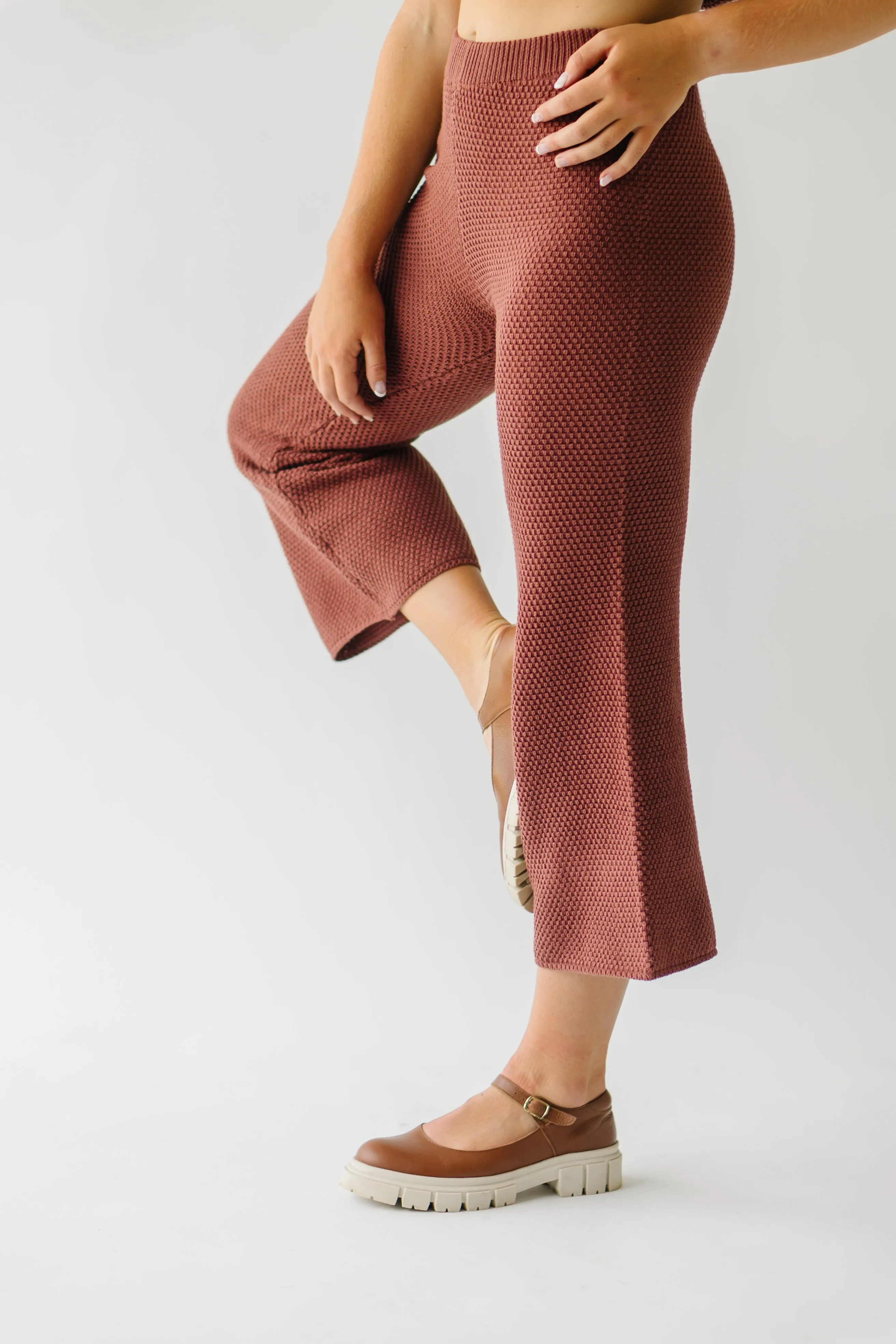 The Roxbury Textured Sweater Pant in Rust