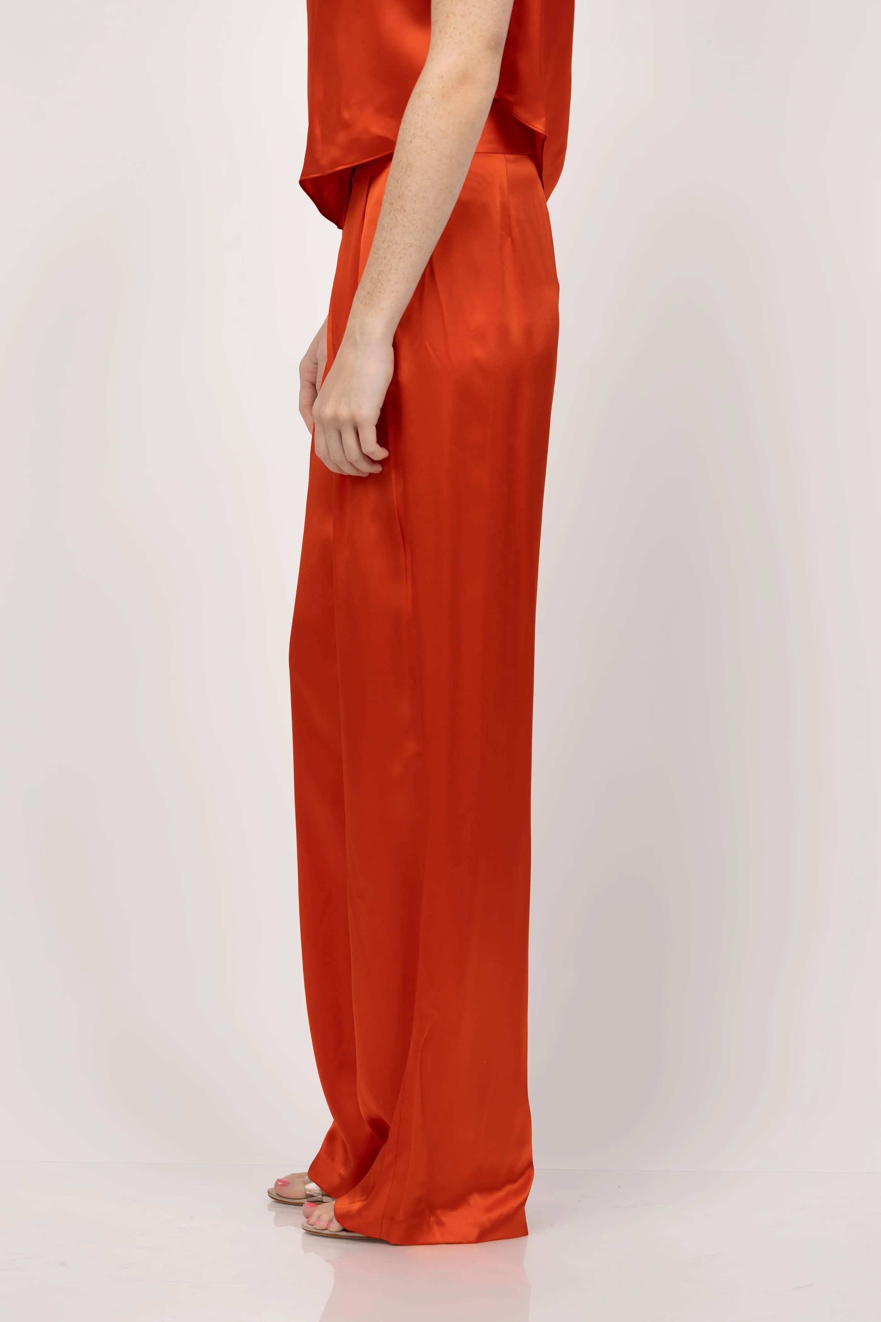 The Sei Wide Leg Silk Pants in Poppy