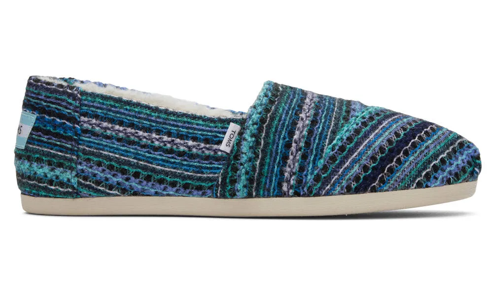 Toms Womens Alpargata Navy Multi Embroidered Chenille Faux Fur