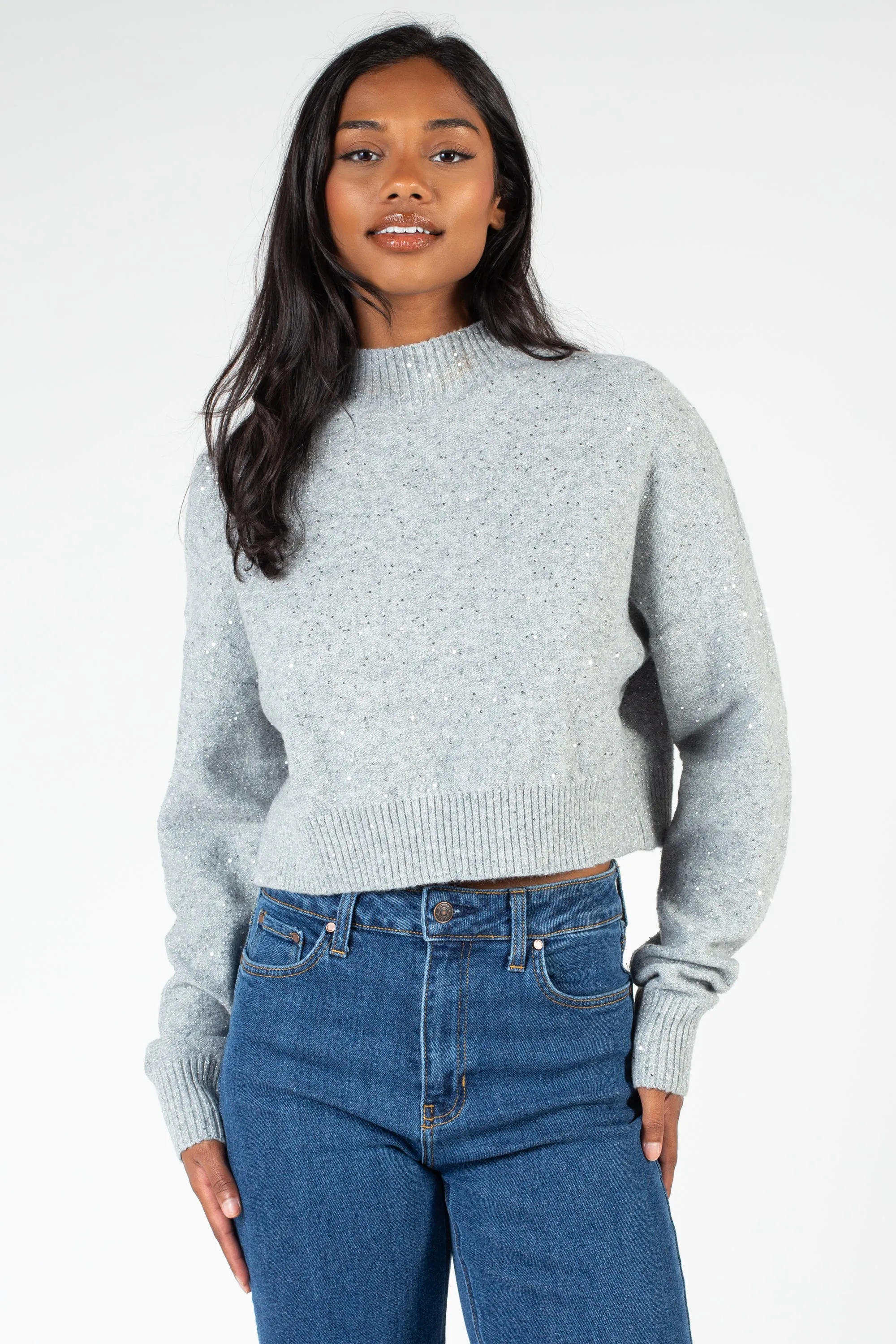 Twinkle Mock Neck Crop Sweater