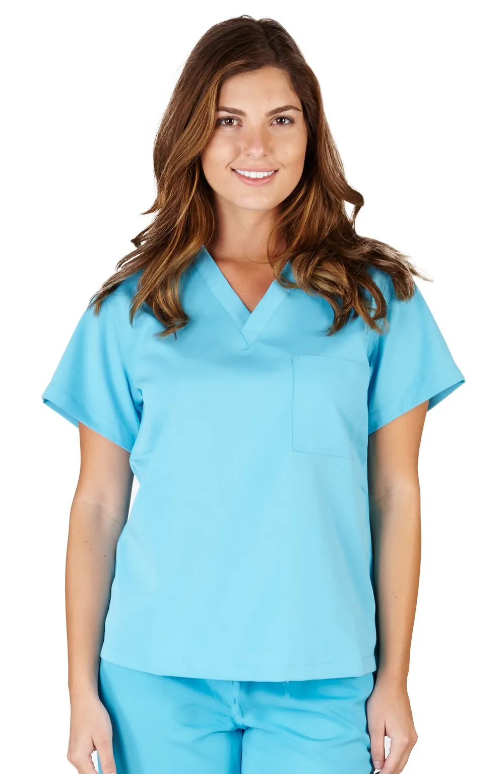 UltraSoft Premium Ladies 1 Pocket V-Neck Medical Scrub Top For Women - FULLER CUT