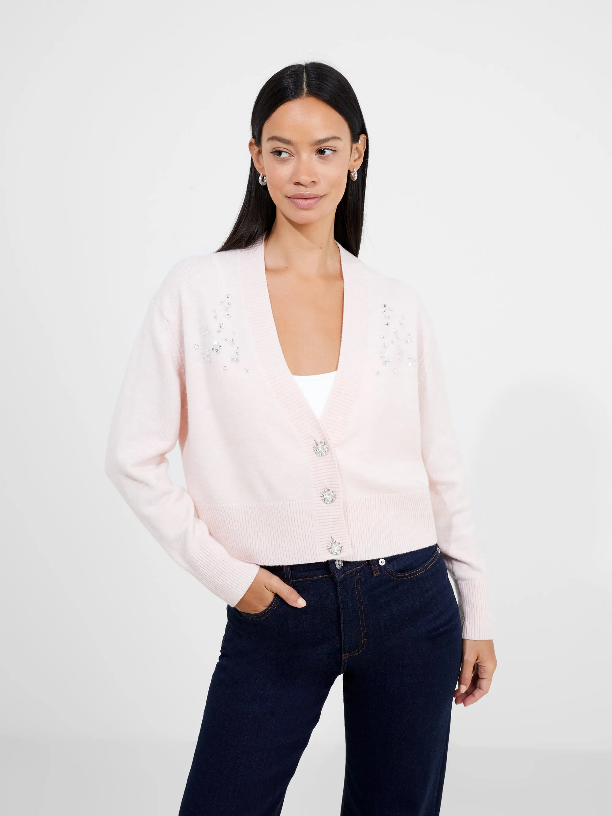 Vhari Recycled Diamante Embroidered Cardigan