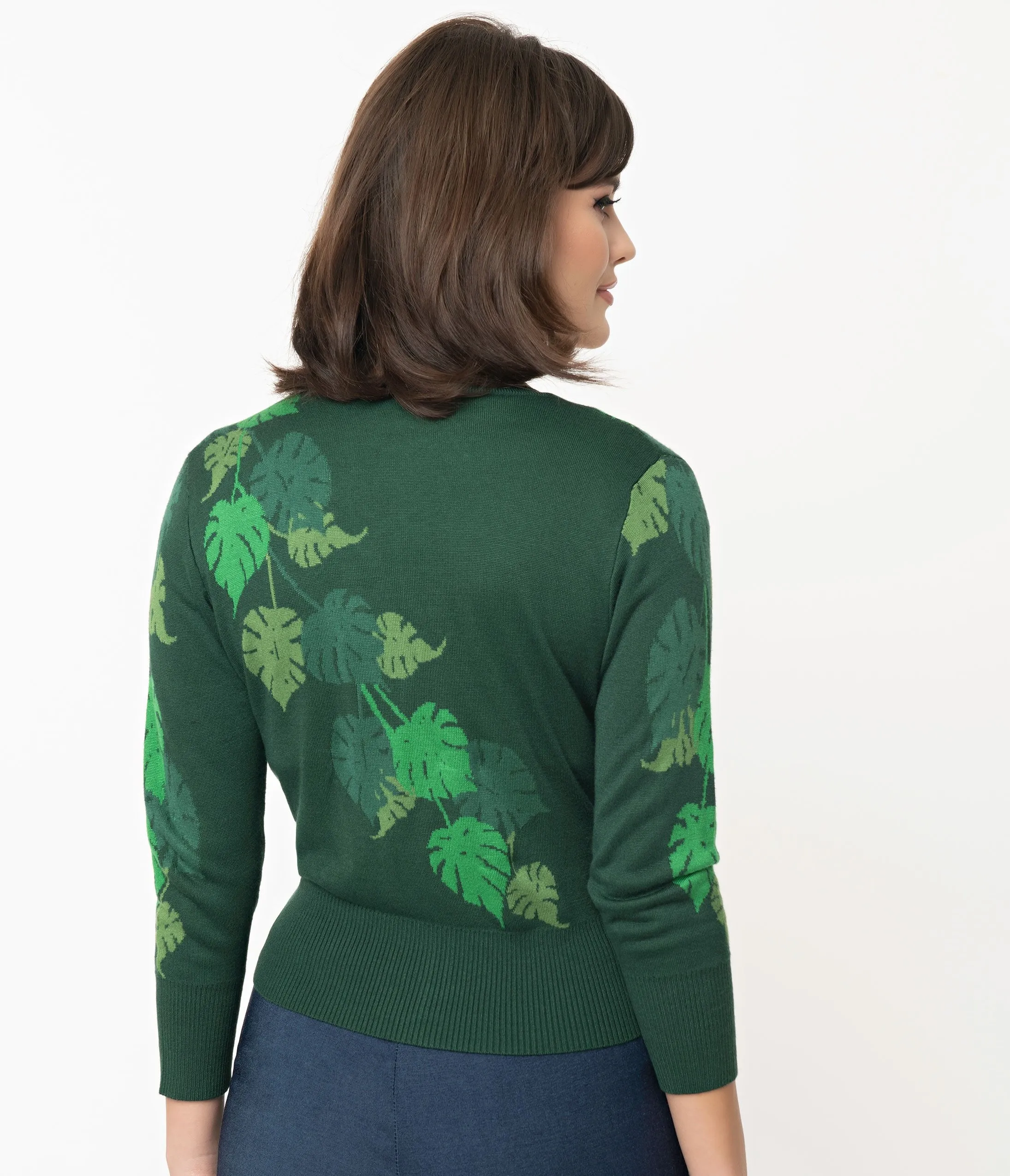 Voodoo Vixen Retro Style Green Ivy Leaf Cardigan