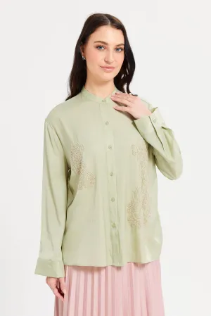 Women Green Embellished Blouse