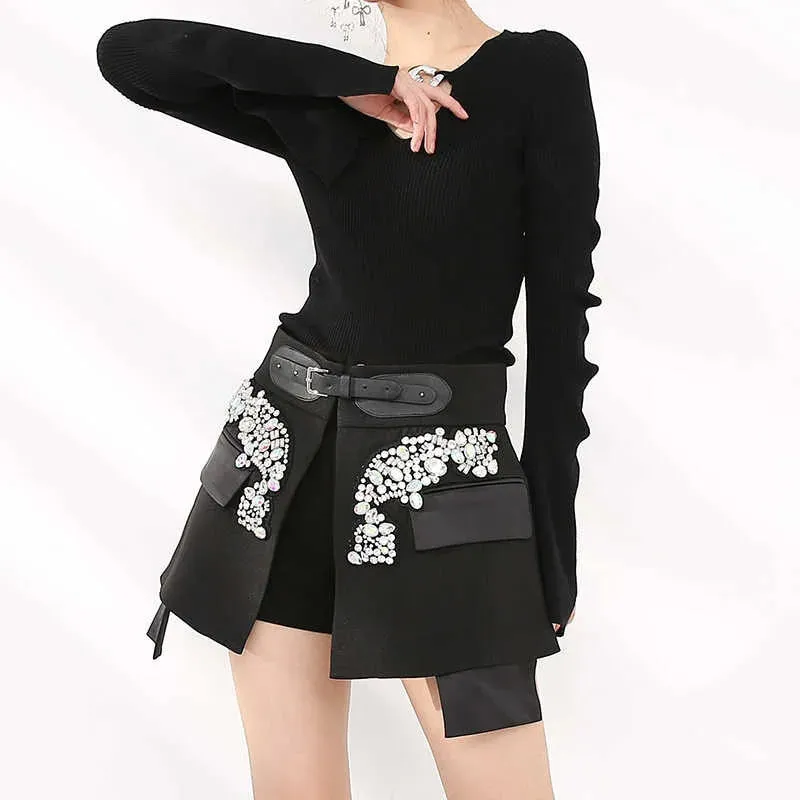 Women's Dixie Rhinestone Mini Crepe Skirt